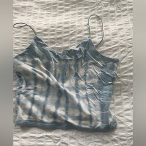 blue and white tank top
